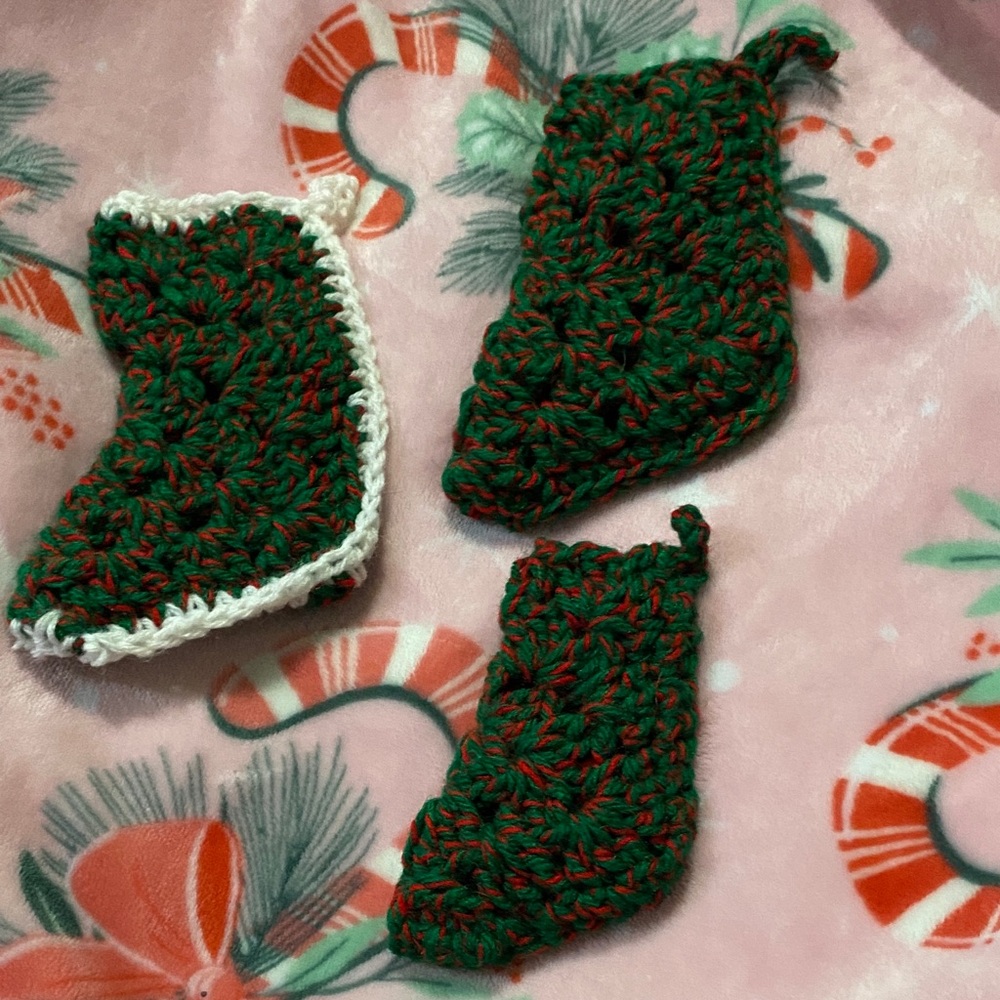 Handmade Holiday Stockings Set - Green and Red